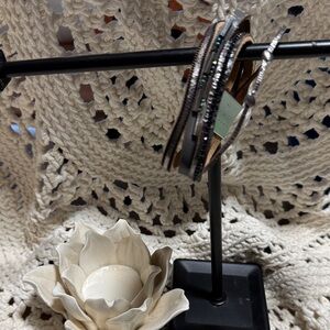 Layered Brown and Silver Women’s Bracelet Set